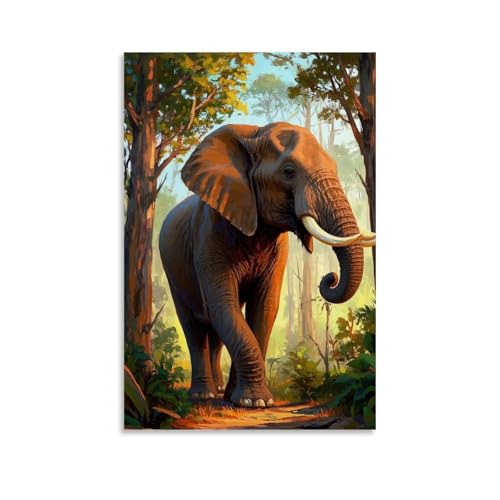 WJHJZQYY Majestätischer Elefant, Wandkunst, zeitlose Schönheit in der Natur, dekoratives Wandbild, modernes Wandbild, Kunstposter, 60 x 90 cm von WJHJZQYY