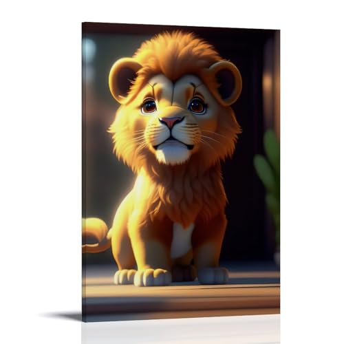 WJHJZQYY Majestätischer Löwe, Wanddekoration, ikonische Illustration für elegante Wohnräume, dekoratives Wandbild, modernes Kunstposter, 50 x 75 cm von WJHJZQYY
