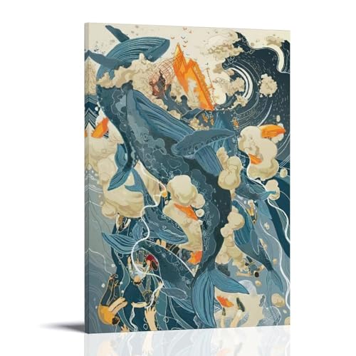 WJHJZQYY Majestätischer Wal, Wanddekoration, Ozean-Kunstdruck, für Zuhause, dekoratives Wandbild, modernes Wandbild, Poster, 60 x 90 cm von WJHJZQYY