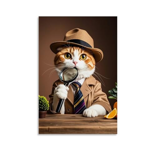 WJHJZQYY Mysterious Detective Cat Wandkunst, Dekoration, dekoratives Wandbild, modernes Kunstposter, 50 x 75 cm WJHJZQYY Mysterious Detective Cat Wandkunst, Dekoration, dekoratives Wandbild, modernes Kunstposter, 50 x 75 cm von WJHJZQYY