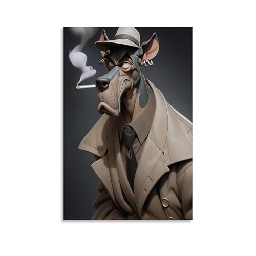 WJHJZQYY Mysterious Detective Wanddekoration, eleganter Hundeermittler, Kunstdruck, dekoratives Wandbild, modernes Kunstposter, 30 x 45 cm von WJHJZQYY