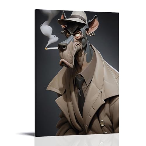 WJHJZQYY Mysterious Detective Wanddekoration, eleganter Hundeermittler, Kunstdruck, dekoratives Wandbild, modernes Kunstposter, 40 x 60 cm von WJHJZQYY