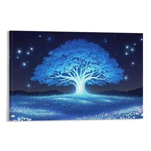 WJHJZQYY Mystischer blauer Baum, Wanddekoration, Traumhimmel, Beleuchtung, dekoratives Wandbild, modernes Kunstposter, 60 x 90 cm WJHJZQYY Mystischer blauer Baum, Wanddekoration, Traumhimmel, Beleuchtung, dekoratives Wandbild, modernes Kunstposter, 60 x 90 cm von WJHJZQYY
