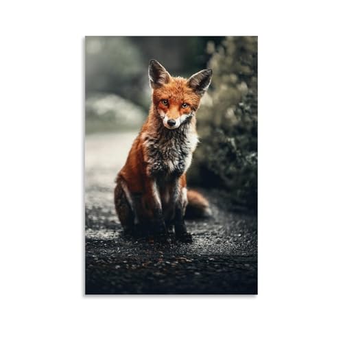 WJHJZQYY Mystischer roter Fuchs, Wanddekoration, Poster, dekoratives Wandbild, modernes Kunstposter, 50 x 75 cm von WJHJZQYY