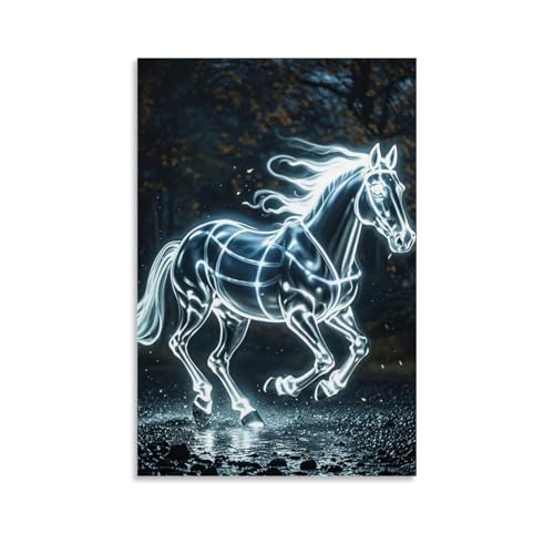 WJHJZQYY Mystisches Pferd, beleuchteter Kunstdruck für elegante Wohnkultur, dekoratives Wandbild, modernes Kunstposter, 50 x 75 cm von WJHJZQYY