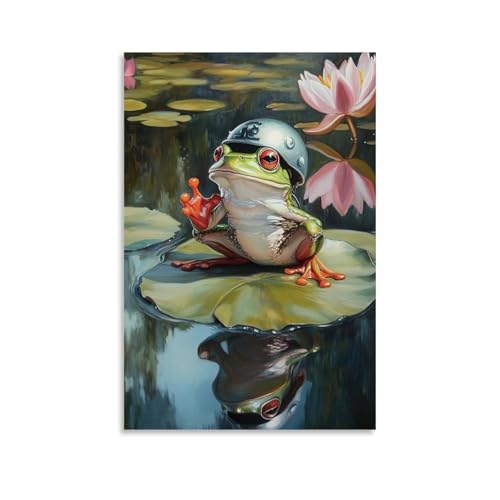 WJHJZQYY Ölgemälde mit Tiermotiv eines Frosches mit Helm, der einen Kickflip über ein Lilienpad in einem Teich macht. Dekoratives Wandbild, modernes Kunstposter, 20 x 30 cm WJHJZQYY Ölgemälde mit Tiermotiv eines Frosches mit Helm, der einen Kickflip über ein Lilienpad in einem Teich macht. Dekoratives Wandbild, modernes Kunstposter, 20 x 30 cm von WJHJZQYY