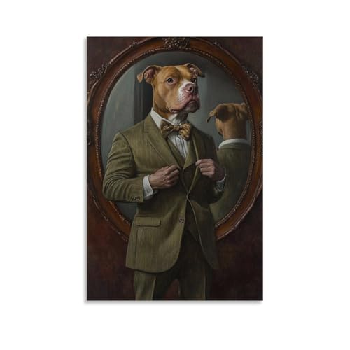 WJHJZQYY Ölgemälde mit Tiermotiv eines Hundes, der eine scharfe olivgrüne Anzugjacke knöpft und selbstbewusst in einen nebligen Spiegel blickt. Dekoratives Wandbild, modernes Kunstposter, 20 x 30 cm WJHJZQYY Ölgemälde mit Tiermotiv eines Hundes, der eine scharfe olivgrüne Anzugjacke knöpft und selbstbewusst in einen nebligen Spiegel blickt. Dekoratives Wandbild, modernes Kunstposter, 20 x 30 cm von WJHJZQYY
