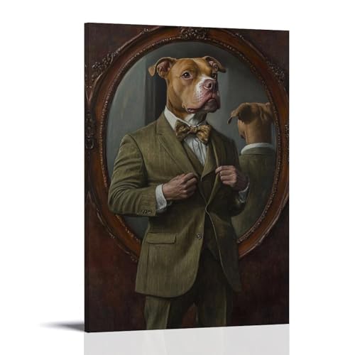 WJHJZQYY Ölgemälde mit Tiermotiv eines Hundes, der eine scharfe olivgrüne Anzugjacke knöpft und selbstbewusst in einen nebligen Spiegel blickt. Dekoratives Wandbild, modernes Kunstposter, 30 x 45 cm WJHJZQYY Ölgemälde mit Tiermotiv eines Hundes, der eine scharfe olivgrüne Anzugjacke knöpft und selbstbewusst in einen nebligen Spiegel blickt. Dekoratives Wandbild, modernes Kunstposter, 30 x 45 cm von WJHJZQYY