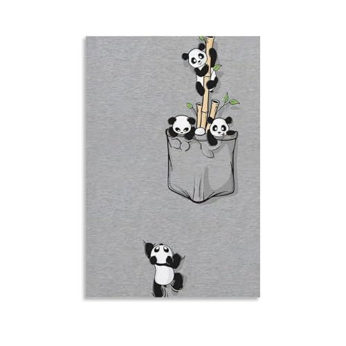 WJHJZQYY Panda-Beutel, Wandkunst, niedliche Pandas in Tasche, lustige Heimdekoration, Leinwanddruck für Kinderzimmer, dekoratives Wandbild, modernes Kunstposter, 50 x 75 cm von WJHJZQYY