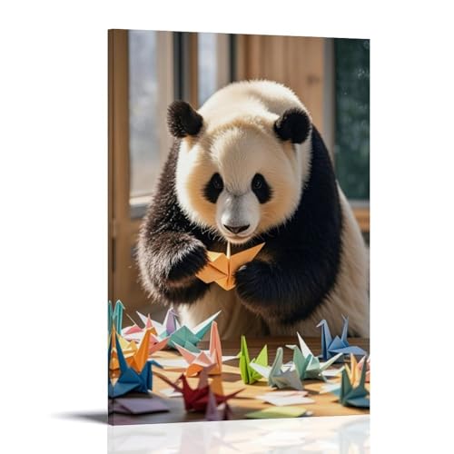 WJHJZQYY Panda-Papierboot-Wanddekoration, dekoratives Wandbild, modernes Kunstposter, 60 x 90 cm von WJHJZQYY