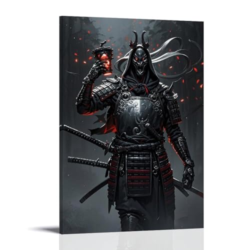 WJHJZQYY Samurai-Poster, Geisterkrieger, Nacht, dekoratives Wandbild, modernes Kunstposter, 30 x 45 cm von WJHJZQYY