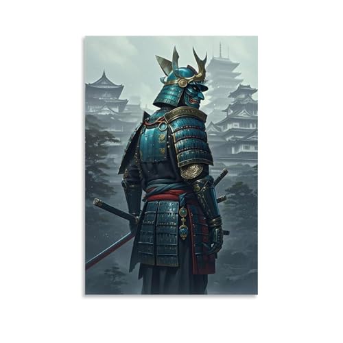 WJHJZQYY Samurai-Poster, ein Geisterkrieger, blickend, dekoratives Wandbild, modernes Kunstposter, 40 x 60 cm von WJHJZQYY