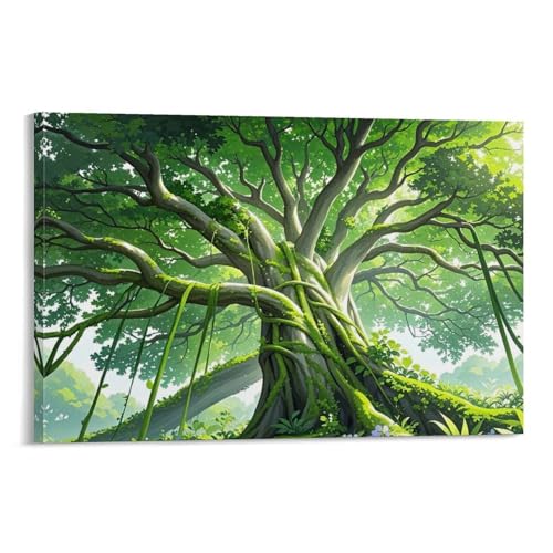 WJHJZQYY Smaragd Majestät Wandkunst, bezaubernder Baum des Lebens für elegantes Zuhause, dekoratives Wandbild, modernes Kunstposter, 30 x 45 cm von WJHJZQYY