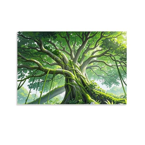 WJHJZQYY Smaragd Majestät Wandkunst, bezaubernder Baum des Lebens für elegantes Zuhause, dekoratives Wandbild, modernes Kunstposter, 30 x 45 cm von WJHJZQYY