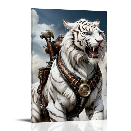 WJHJZQYY Steampunk-Tiger-Wanddekoration, dekoratives Wandbild, modernes Kunstposter, 40 x 60 cm von WJHJZQYY