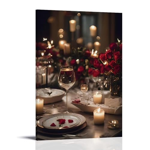 WJHJZQYY Valentinstags-Poster, mit einer beleuchteten Kerze und roten Rosen als dekoratives Wandbild, modernes Kunstposter, 40 x 60 cm WJHJZQYY Valentinstags-Poster, mit einer beleuchteten Kerze und roten Rosen als dekoratives Wandbild, modernes Kunstposter, 40 x 60 cm von WJHJZQYY