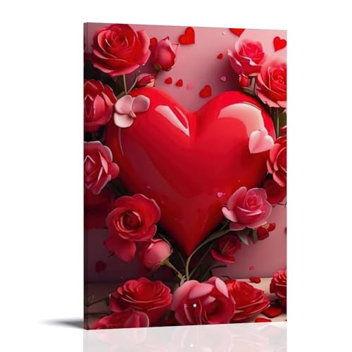WJHJZQYY Valentinstags-Poster mit einem Herz umgeben von Blumen, dekoratives Wandbild, modernes Kunstposter, 40 x 60 cm WJHJZQYY Valentinstags-Poster mit einem Herz umgeben von Blumen, dekoratives Wandbild, modernes Kunstposter, 40 x 60 cm von WJHJZQYY
