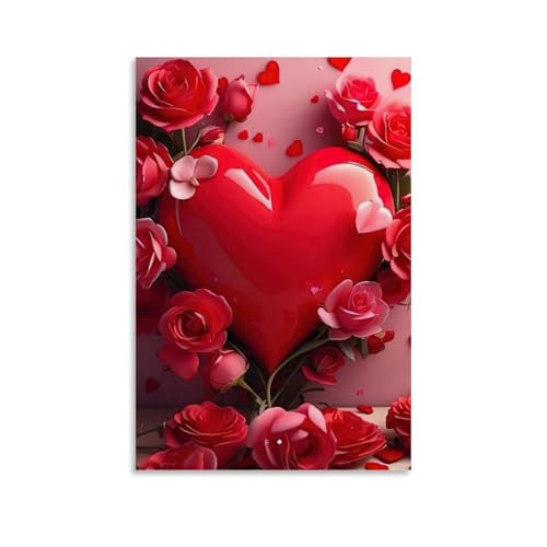 WJHJZQYY Valentinstags-Poster mit einem Herz umgeben von Blumen, dekoratives Wandbild, modernes Wandbild, Kunstposter, 60 x 90 cm WJHJZQYY Valentinstags-Poster mit einem Herz umgeben von Blumen, dekoratives Wandbild, modernes Wandbild, Kunstposter, 60 x 90 cm von WJHJZQYY