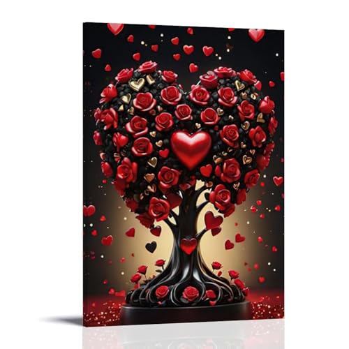 WJHJZQYY Valentinstags-Poster mit herzförmigem Baum mit roten Rosen, dekoratives Wandbild, modernes Kunstposter, 20 x 30 cm WJHJZQYY Valentinstags-Poster mit herzförmigem Baum mit roten Rosen, dekoratives Wandbild, modernes Kunstposter, 20 x 30 cm von WJHJZQYY
