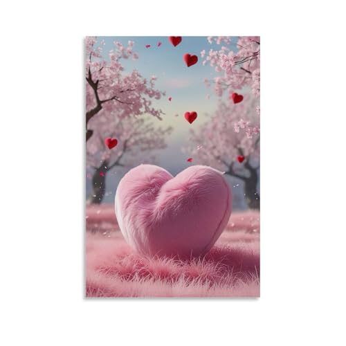 WJHJZQYY Valentinstags-Poster mit rosa Herzen, Kissen im Grasfeld mit dekorativem Wandbild, modernes Kunstposter, 20 x 30 cm WJHJZQYY Valentinstags-Poster mit rosa Herzen, Kissen im Grasfeld mit dekorativem Wandbild, modernes Kunstposter, 20 x 30 cm von WJHJZQYY
