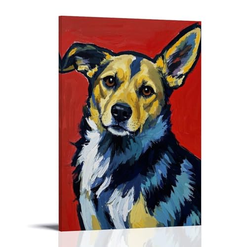 WJHJZQYY Vibrant Canine Wanddekoration, abstrakter Kunstdruck, dekoratives Wandbild, modernes hängendes Kunstposter, 40 x 60 cm von WJHJZQYY