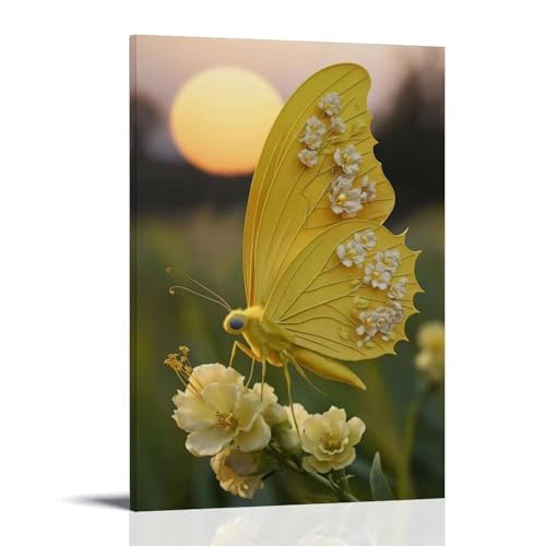 WJHJZQYY Wanddekoration, Motiv: Sonnenuntergang, Schmetterling, dekoratives Wandbild, modernes Kunstposter, 40 x 60 cm von WJHJZQYY