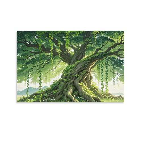 WJHJZQYY Wanddekorationsposter, majestätischer Baum, dekoratives Wandbild, modernes Kunstposter, 60 x 90 cm von WJHJZQYY