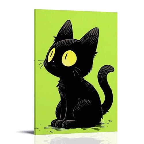 WJHJZQYY Wanddekorationsposter mit mystischer schwarzer Katze, dekoratives Wandbild, modernes Kunstposter, 40 x 60 cm von WJHJZQYY