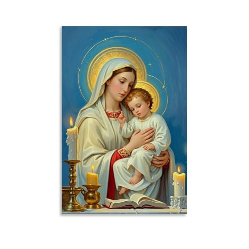 WJHJZQYY Wandkunst, Motiv: Frohe Madonna Göttliche Mutter und Kind, Dekoration, dekoratives Wandbild, modernes Kunstposter, 50 x 75 cm von WJHJZQYY