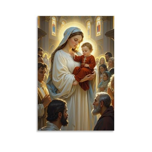 WJHJZQYY Wandkunst, göttliche Mutter und Kind, symbolische christliche Dekoration für Zuhause, dekoratives Wandbild, modernes Kunstposter, 20 x 30 cm von WJHJZQYY
