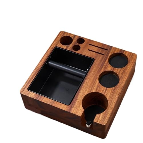 WJIAYAO Tamperstation Espresso-Klopfbox und Tamping-Station, 51/54 mm, Espresso-Kaffee-Anti-Druck-Pad-Ständer, Walnussholz-Kaffeewerkzeug von WJIAYAO