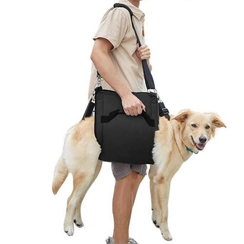 WJJKJH Hundeliftgeschirr for Große Hunde, Verstellbare Hinterbeinschlinge for Ältere/behinderte Hunde, Orthopädische Reha-Hilfe, Erleichtert Den Zugang Zu Treppen/Autos(Black,Large) von WJJKJH