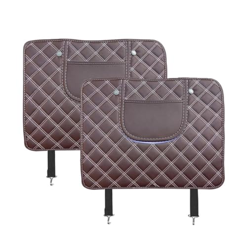 WJJQSB 2 Stück Auto Rücksitz Anti Kick Pad für Mercedes Benz C-Class Coupe AMG C205 2-Door, Sitzs Rückenlehne Rücksitzschoner Anti-Kick Matte mit Organizer Taschen,Brown-Short von WJJQSB