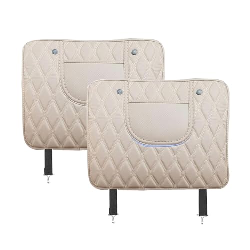 WJJQSB 2 Stück Auto Rücksitz Anti Kick Pad für Mercedes Benz GLC GLE GLK GLS GL G Class ML Class, Sitzs Rückenlehne Rücksitzschoner Anti-Kick Matte mit Organizer Taschen,Beige-Short von WJJQSB