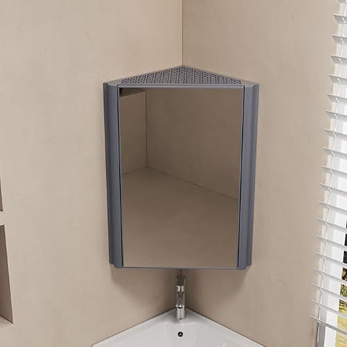 WJKBZQ Badezimmer-Eckschrank mit Spiegel, Einzeltür-Wandspiegelschrank, Hängeschrank mit 2 Ablageflächen Öffnet Sich von Links Nach Rechts(Gris,33x63cm) von WJKBZQ
