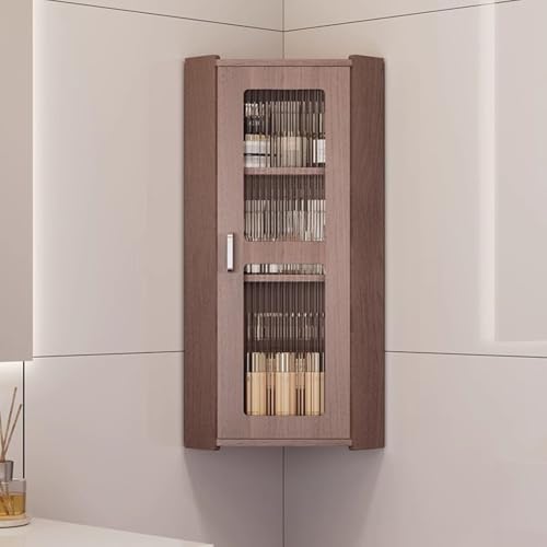 WJKBZQ Eckschrank aus Acrylglas mit Tür und Wandmontage, mit 3 Aufbewahrungsstufen, für Schlafzimmer, Wohnzimmer, Badezimmer, Küche, öffnet sich links oder rechts (25 cm) von WJKBZQ