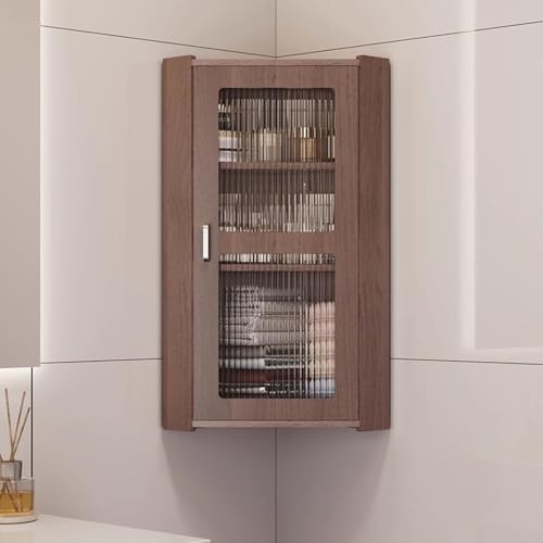 WJKBZQ Eckschrank aus Acrylglas mit Tür und Wandmontage, mit 3 Aufbewahrungsstufen, für Schlafzimmer, Wohnzimmer, Badezimmer, Küche, öffnet sich links oder rechts (30 cm) von WJKBZQ