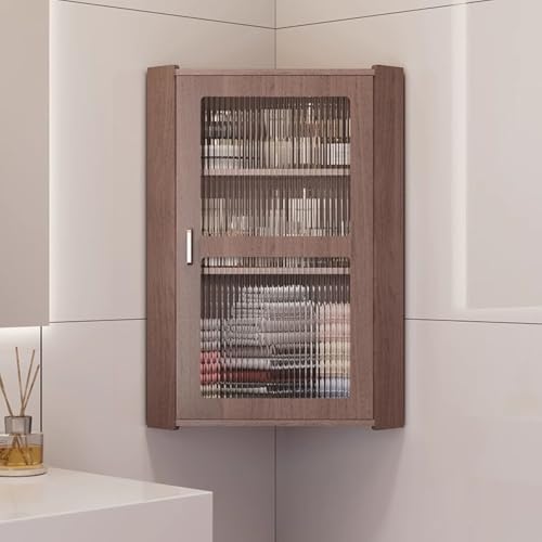 WJKBZQ Eckschrank aus Acrylglas mit Tür und Wandmontage, mit 3 Aufbewahrungsstufen, für Schlafzimmer, Wohnzimmer, Badezimmer, Küche, öffnet sich links oder rechts (35 cm) von WJKBZQ