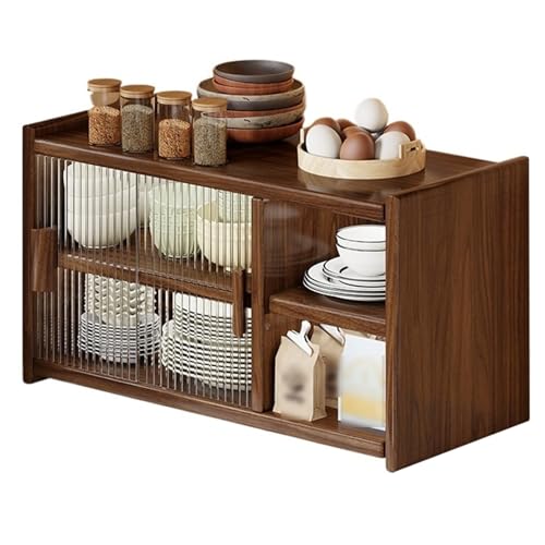 WJKBZQ Schiebetürenschrank, Küchen-Sideboard aus Holz mit Gestreifter Glastür, Arbeitsplatten-Aufbewahrungsschrank, für Wohnzimmer, Kaffeebar(A,L) von WJKBZQ