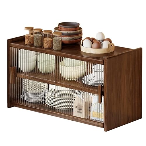 WJKBZQ Schiebetürenschrank, Küchen-Sideboard aus Holz mit Gestreifter Glastür, Arbeitsplatten-Aufbewahrungsschrank, für Wohnzimmer, Kaffeebar(A,S) von WJKBZQ