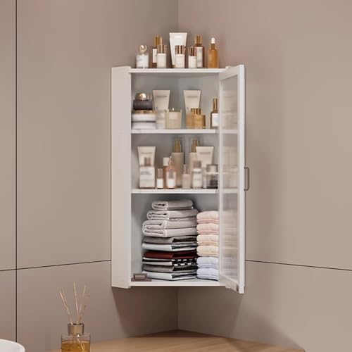 WJKBZQ Wandmontierter Badezimmer-Eckschrank mit Acrylglas-Tür, 3-stufiger, Platzsparender Hängeschrank Öffnung Nach Links oder Rechts(30cm) von WJKBZQ