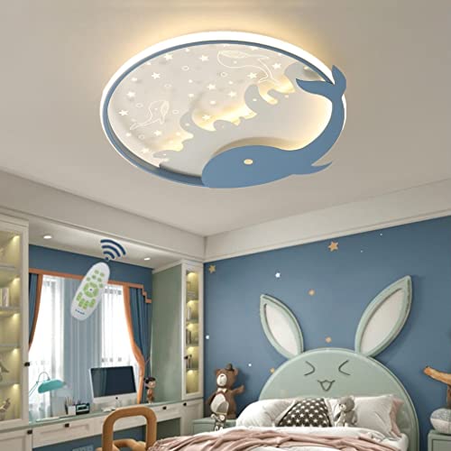 Kinderleuchte Dimmbar Kinder Deckenleuchte Cartoon Wal Design Deckenlampe LED mit Memoryfunktion Decke Lampen Acryl Kronleuchter Junge Mädchen Kinderzimmer Schlafzimmer Beleuchtung Licht ,Blau,50cm von WJLL