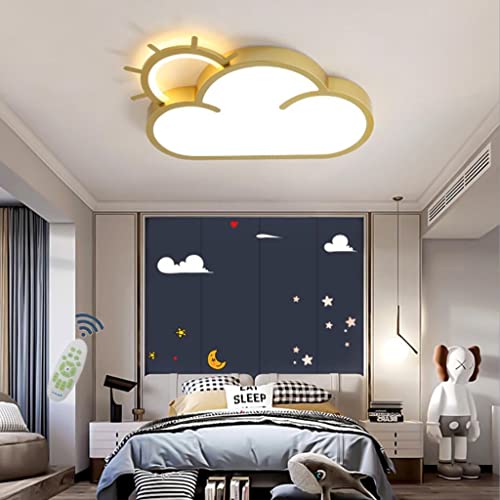 LED Deckenleuchte Kinder Leuchten Moderne Wolke Sonne Design Deckenlampe Dimmbar mit Memoryfunktion Kronleuchter Metall Acryl Deckenlicht Jungen Mädchen Schlafzimmer Wohnzimmer Beleuchtung Lampe,A von WJLL