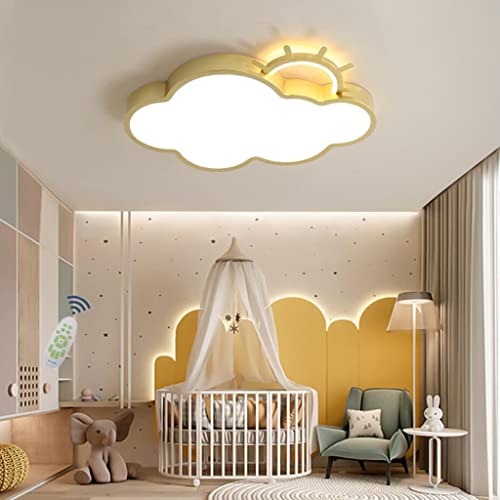 LED Deckenleuchte Kinder Leuchten Moderne Wolke Sonne Design Deckenlampe Dimmbar mit Memoryfunktion Kronleuchter Metall Acryl Deckenlicht Jungen Mädchen Schlafzimmer Wohnzimmer Beleuchtung Lampe,B von WJLL