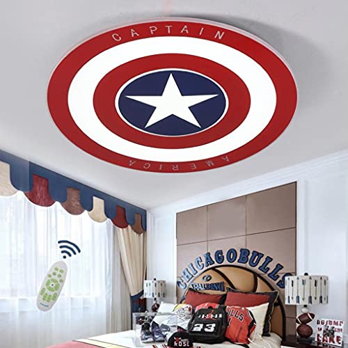 LED Deckenleuchte Kinderzimmer Deckenlampe Kapitän Amerika Acryl Lampenschirm Dimmbare Junge Kinder Kreative Cartoon Kronleuchter Mit Fernbedienung Schlafzimmer Arbeitszimmer Deckenbeleuchtung,50cm von WJLL