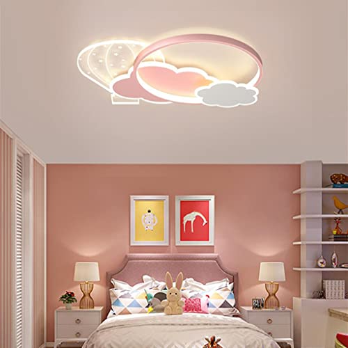 LED Kinder Deckenleuchte Modern Neu Wolke Design Deckenlampe Kinderlampe Junge Mädchen Schlafzimmer Deckenlicht 45W dimmbar Kronleuchter Acryl Heißluftballon Beleuchtung Leuchte Decke Lampe,Rosa von WJLL