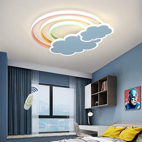 LED Kinderzimmer Lampen moderne Regenbogenwolke Design Deckenleuchte Kinderleuchte dimmbar 3000K-6500K Deckenlampe Acryl Kronleuchter Junge Mädchen Schlafzimmer Wohnzimmer Decke Leuchten,Blau,45cm von WJLL