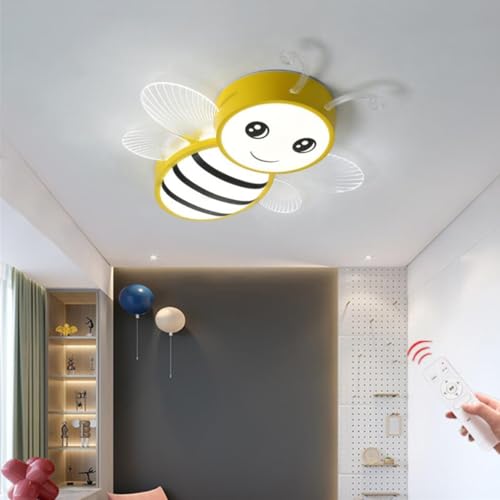 WJLL LED Deckenlampe Kinderzimmer Licht Biene Design Deckenleuchten für Kinder 66W Dimmbar Kronleuchter mit Fernbedienung Nachtlicht Decke Leuchte Jungen Mädchen Schlafzimmer Beleuchtung Lampe yellow von WJLL