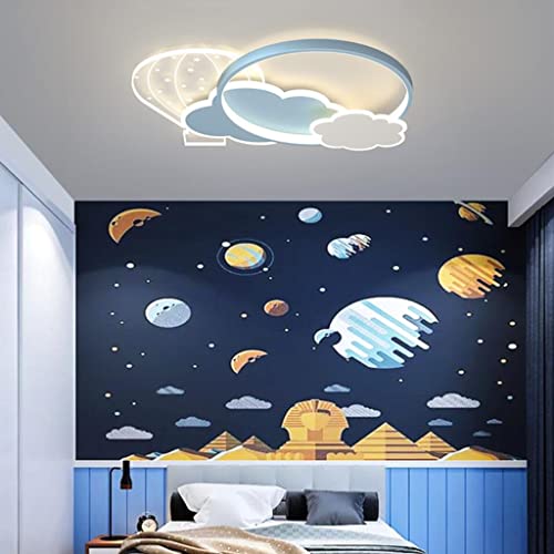 WJLL LED Kinder Deckenleuchte Modern Neu Wolke Design Deckenlampe Kinderlampe Junge Mädchen Schlafzimmer Deckenlicht 45W dimmbar Kronleuchter Acryl Heißluftballon Beleuchtung Leuchte Decke Lampe,Blau von WJLL