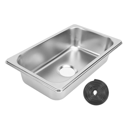 RV 304 Edelstahlspüle, rechteckiges Küchen-Handwaschbecken, Spüle mit 40 mm Abwasseranschluss for Boote, Wohnwagen, Yachten, Boote, Spray(Silver) von WJLYDM